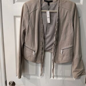 White House Black Market Tan Blazer with Collarless Design